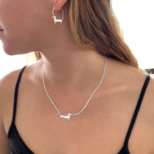 Load image into Gallery viewer, Dachshund Necklace and Hoop Earrings SET - Silver/14K Gold-Plated |Line - WeeShopyDog