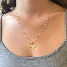 Load image into Gallery viewer, Dachshund Necklace and Stud Earrings SET - Silver/14K Gold-Plated |Line Heart - WeeShopyDog
