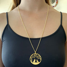Load image into Gallery viewer, Poodle Tree Of Life Pendant Necklace - Silver/14K Gold-Plated - WeeShopyDog