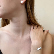 Load image into Gallery viewer, Poodle Bracelet and Stud Earrings SET - Silver/14K Gold-Plated |Line - WeeShopyDog