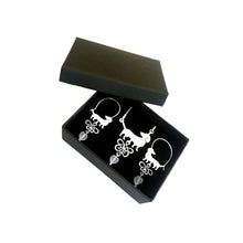 Load image into Gallery viewer, Dachshund Necklace and Hoop Earrings SET - Silver |Beauty Butterfly - WeeShopyDog