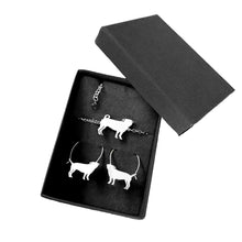 Load image into Gallery viewer, Pug Bracelet and Hoop Earrings SET - Silver/14K Gold-Plated |Line