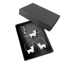 Load image into Gallery viewer, Yorkie Bracelet and Hoop Earrings SET - Silver/14K Gold-Plated |Line