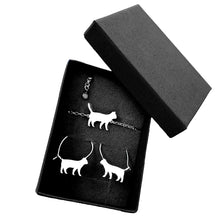Load image into Gallery viewer, Cat Bracelet and Hoop Earrings SET - Silver/14K Gold-Plated |Line