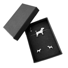 Load image into Gallery viewer, Beagle Bracelet and Stud Earrings SET - Silver/14K Gold-Plated |Line - WeeShopyDog
