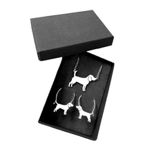 Load image into Gallery viewer, Beagle Necklace and Hoop Earrings SET - Silver/14K Gold-Plated |Line