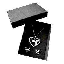 Load image into Gallery viewer, Beagle Necklace and Stud Earrings SET - Silver/14K Gold-Plated |Heart