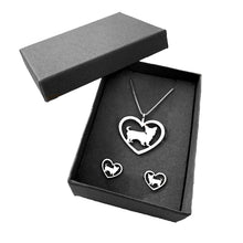 Load image into Gallery viewer, Yorkie Necklace and Stud Earrings SET - Silver/14K Gold-Plated |Heart
