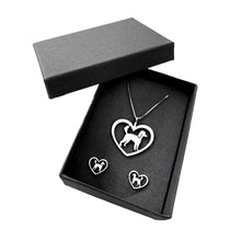 Load image into Gallery viewer, Poodle Necklace and Stud Earrings SET - Silver/14K Gold-Plated |Heart