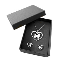 Load image into Gallery viewer, Shih Tzu Necklace and Stud Earrings SET - Silver/14K Gold-Plated |Heart