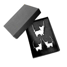 Load image into Gallery viewer, Yorkie Necklace and Hoop Earrings SET - Silver/14K Gold-Plated |Line