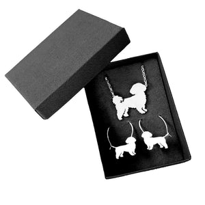 Shih Tzu Necklace and Hoop Earrings SET - Silver/14K Gold-Plated |Line