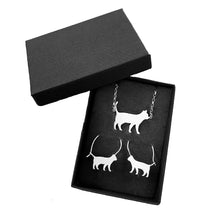 Load image into Gallery viewer, Cat Necklace and Hoop Earrings SET - Silver/14K Gold-Plated |Line