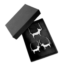 Load image into Gallery viewer, Chihuahua Necklace and Hoop Earrings SET - Silver/14K Gold-Plated |Line