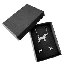 Load image into Gallery viewer, Beagle Necklace and Stud Earrings SET - Silver/14K Gold-Plated |Line - WeeShopyDog