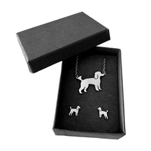 Load image into Gallery viewer, Poodle Necklace and Stud Earrings SET - Silver/14K Gold-Plated |Line - WeeShopyDog

