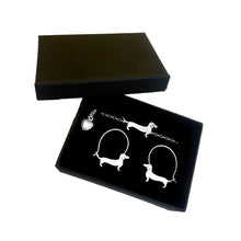 Load image into Gallery viewer, Dachshund Bracelet and Hoop Earrings SET - Silver/14K Gold-Plated |Line - WeeShopyDog
