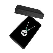 Load image into Gallery viewer, Dachshund Pendant Necklace - Silver Turquoise |Line Circle - WeeShopyDog