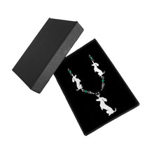 Load image into Gallery viewer, Dachshund Pendant Necklace- Silver Turquoise | Sit-up - WeeShopyDog