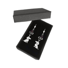 Load image into Gallery viewer, Dachshund Dangle Leverback Earrings - Silver Amethyst |Sweet - WeeShopyDog