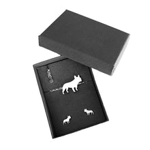 Load image into Gallery viewer, French Bulldog Bracelet and Stud Earrings SET - Silver/14K Gold-Plated |Line - WeeShopyDog