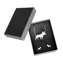 Load image into Gallery viewer, French Bulldog Necklace and Stud Earrings SET - Silver/14K Gold-Plated |Line - WeeShopyDog