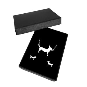 Chihuahua Necklace and Stud Earrings SET - Silver |Line - WeeShopyDog