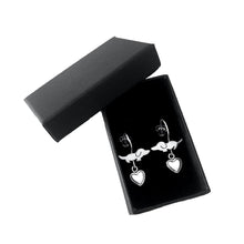 Load image into Gallery viewer, Dachshund Dangle Drop Earrings - Silver |Dog Fun Heart - WeeShopyDog