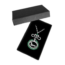 Load image into Gallery viewer, Dachshund Pendant Necklace - Silver and Turquoise |Line Oval Butterfly - WeeShopyDog