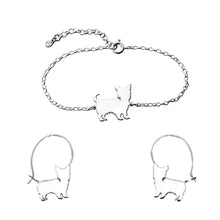 Load image into Gallery viewer, Yorkie Bracelet and Hoop Earrings SET - Silver/14K Gold-Plated |Line