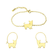 Load image into Gallery viewer, Yorkie Bracelet and Hoop Earrings SET - Silver/14K Gold-Plated |Line
