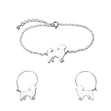 Load image into Gallery viewer, Shih Tzu Bracelet and Hoop Earrings SET - Silver/14K Gold-Plated |Line