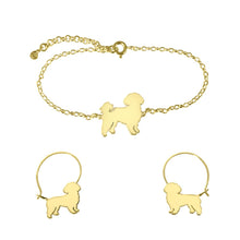 Load image into Gallery viewer, Shih Tzu Bracelet and Hoop Earrings SET - Silver/14K Gold-Plated |Line