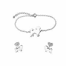 Load image into Gallery viewer, Shih Tzu Bracelet and Stud Earrings SET - Silver - WeeShopyDog