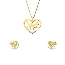 Load image into Gallery viewer, Cat Necklace and Earrings SET - 14K Gold-Plated Stud - WeeShopyDog