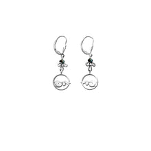 Load image into Gallery viewer, Dachshund Dangle Earrings - Silver and Lapis/Grey Pearl |Dog Circle - WeeShopyDog
