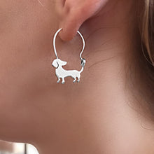 Load image into Gallery viewer, Dachshund Hoop Earrings - Silver - WeeShopyDog