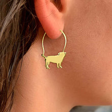 Load image into Gallery viewer, Pug Hoop Earrings - Silver/14K Gold-Plated |Line - WeeShopyDog
