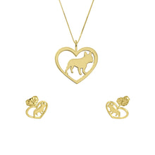 Load image into Gallery viewer, French Bulldog Necklace and Stud Earrings SET - Silver/14K Gold-Plated |Heart
