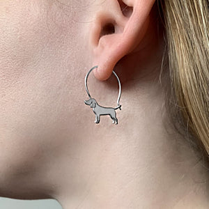 Beagle Necklace and Hoop Earrings SET - Silver/14K Gold-Plated |Line