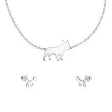 Load image into Gallery viewer, French Bulldog Necklace and Stud Earrings SET - Silver/14K Gold-Plated |Line - WeeShopyDog
