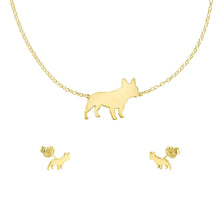 Load image into Gallery viewer, French Bulldog Necklace and Stud Earrings SET - Silver/14K Gold-Plated |Line - WeeShopyDog