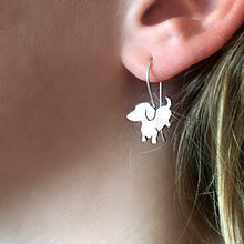 Load image into Gallery viewer, Dachshund Drop Earrings - Silver |Up - WeeShopyDog