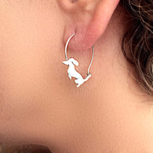 Load image into Gallery viewer, Dachshund Hoop Earrings - Silver |Sit-up - WeeShopyDog