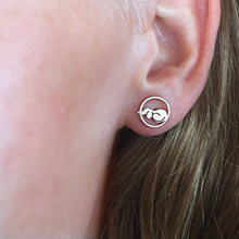 Load image into Gallery viewer, Dachshund Stud Earrings - Silver |Dog Circle - WeeShopyDog