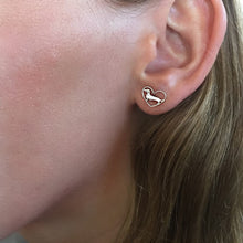 Load image into Gallery viewer, Dachshund Stud Earrings - Silver/14K Gold-Plated |Line Heart - WeeShopyDog