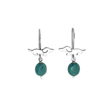 Load image into Gallery viewer, Dachshund Dangle Drop Earrings - Silver and Turquoise |Dog Fun - WeeShopyDog