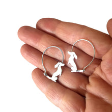 Load image into Gallery viewer, Dachshund Hoop Earrings - Silver |Sit-up - WeeShopyDog