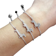 Load image into Gallery viewer, Dachshund Long Haired Bracelet - Silver/14K Gold-Plated - WeeShopyDog