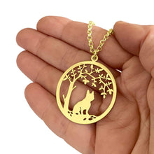 Load image into Gallery viewer, French Bulldog Little Tree Of Life Pendant Necklace - Silver/14K Gold-Plated - WeeShopyDog